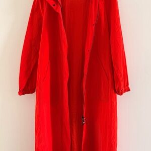 Akris Zachary Water-Resistant Techno Gabardine
Long Coat Size 4 Poppy Red